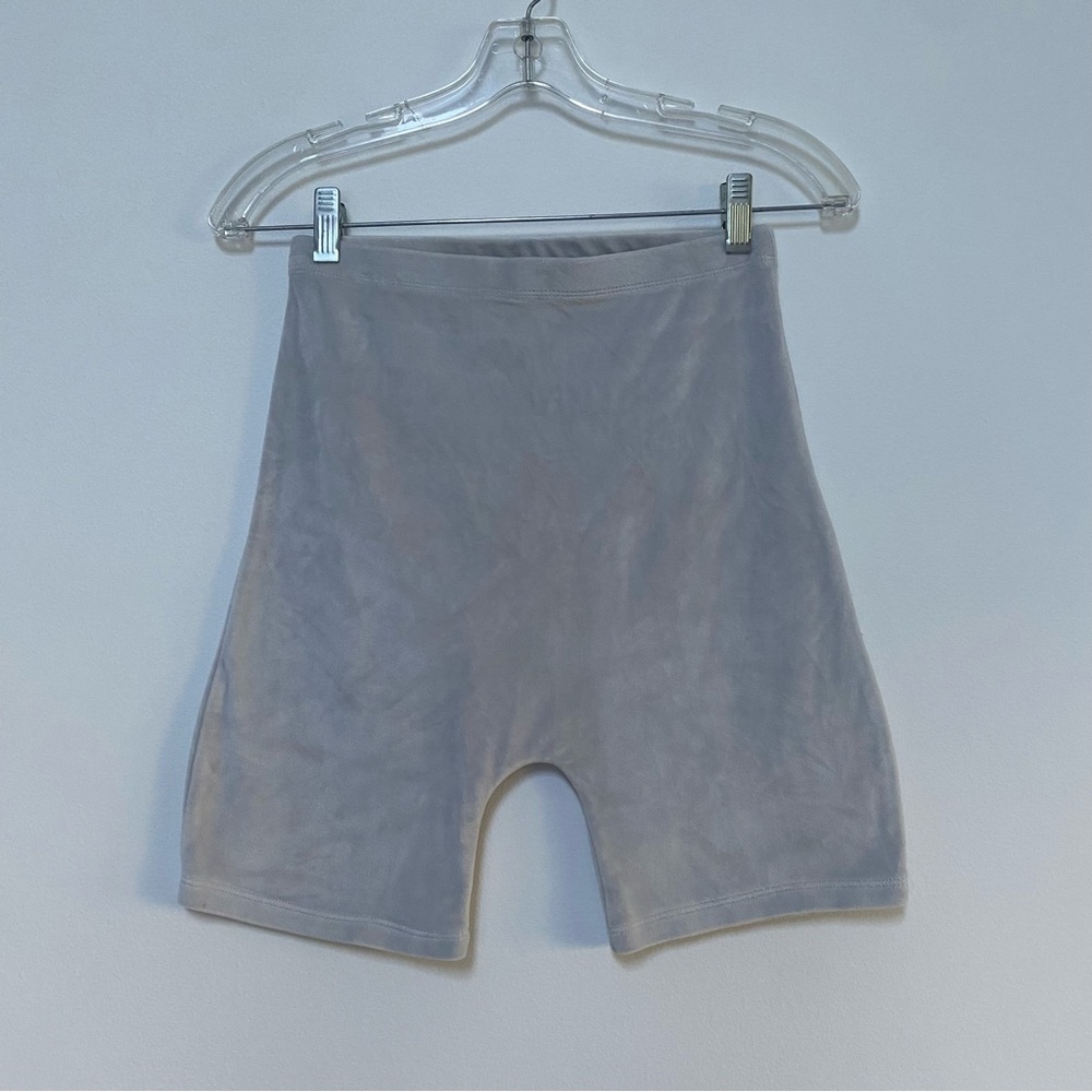 Double Zero Velvet Biker Shorts Silver Size Small